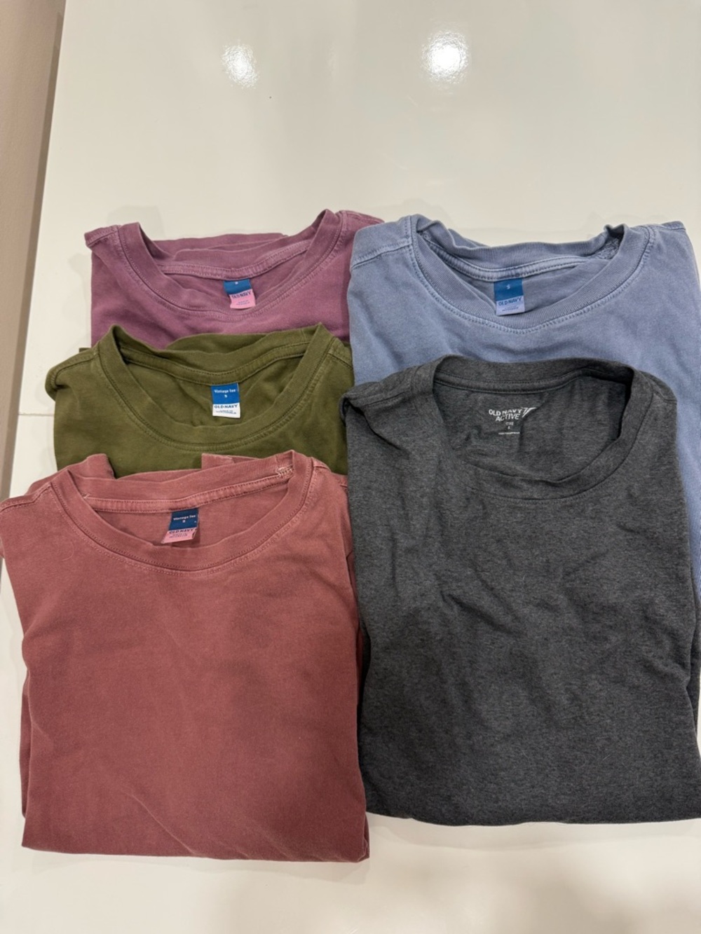 Old Navy Green, Eggplant, Gray, Blue, Maroon Short Sleeve Crewneck Tee Sz Small